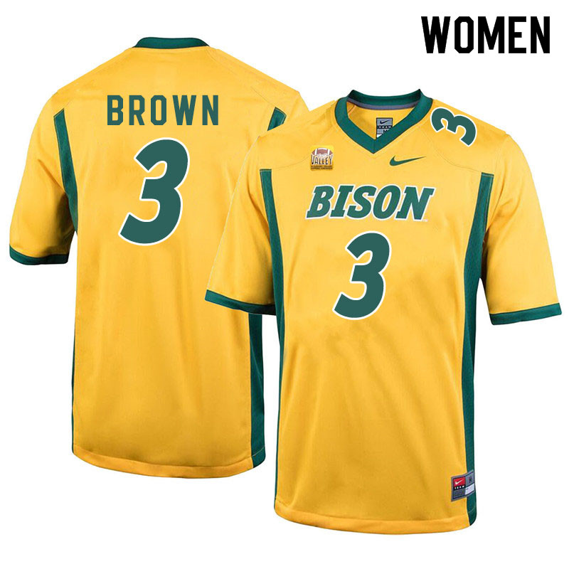 Women #3 Jaxon Brown North Dakota State Bison College Football Jerseys Sale-Yellow - Click Image to Close